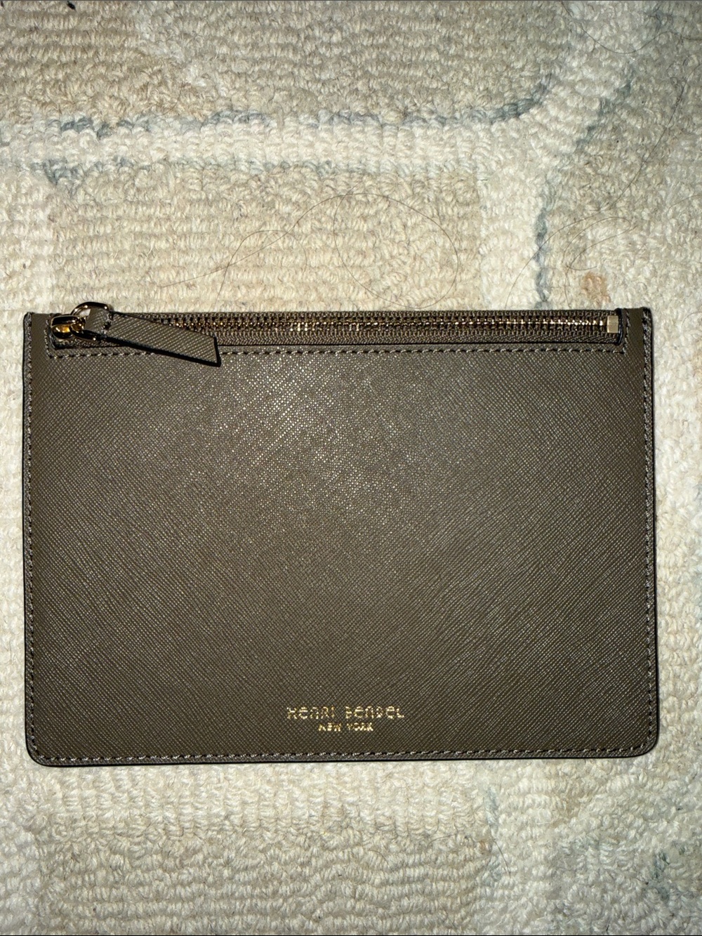 Henri Bendel Moss Green/Gray Zip Pouch